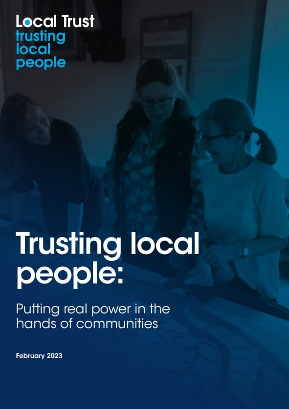 Cover of trustling local people with blue tint, showing people talking