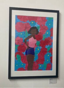 Art by Vanessa Hiller. Shows a Black woman with a background of pink and blue flowers.