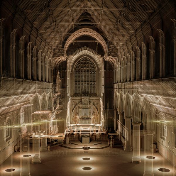 Visualisation of a light installation inside St Mary's church