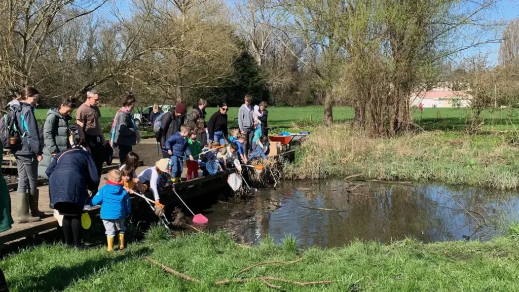 Members of the community taking part in the pond dipping event in Chinbrook Meadows
